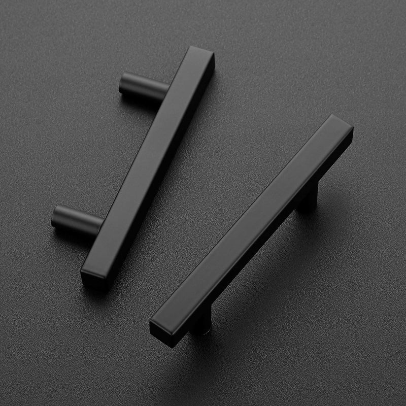 Ravinte 10 Pack 5 inch Square Cabinet Pulls Matte Black Stainless Steel Kitchen Drawer Pulls Cabinet Handles 5”Length, 3” Hole Center 5'' Length(3'' Hole Center)