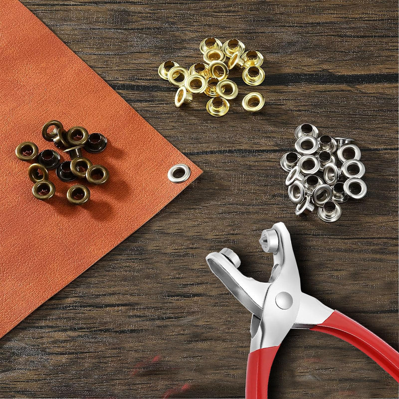 [Australia - AusPower] - 1003Pcs Grommet Tool Kit, 1/4 Inch 6mm(Inside) Grommet Eyelet Pliers Kit with 1000 Metal Eyelets with Washers for Fabric, Leather, Belt, Shoes, Clothes 