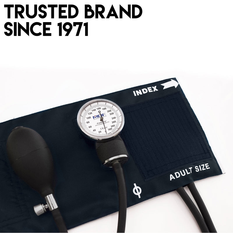 [Australia - AusPower] - MDF Instruments Calibra Aneroid Premium Professional Sphygmomanometer + MDF Latex-Free, Large Adult Replacement Blood Pressure Monitor Cuff - Double Tube 