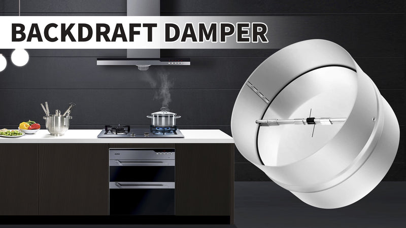 Kikerike 4-inch silver draft blocker backdraft damper duct insert for one-way airflow in inline fan venting