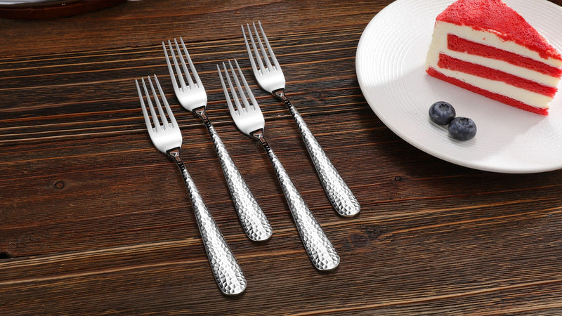 KEAWELL Premium Louise Hammered 8-Piece Fork Set (8, 8" Dinner Forks)
