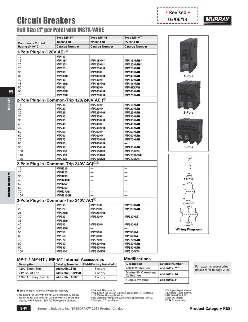 MP260 60-Amp Double Pole Type MP-T Circuit Breaker