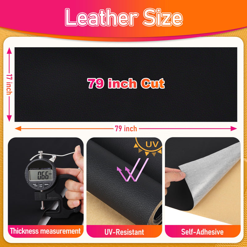 Meneng Self-Adhesive Leather Repair Patch: 17"x79" Cat Scratches Vinyl Repair Tape - Scratch-Resistant Furniture Patch Kit for Sofa Couch & Car Seat 17"x79"