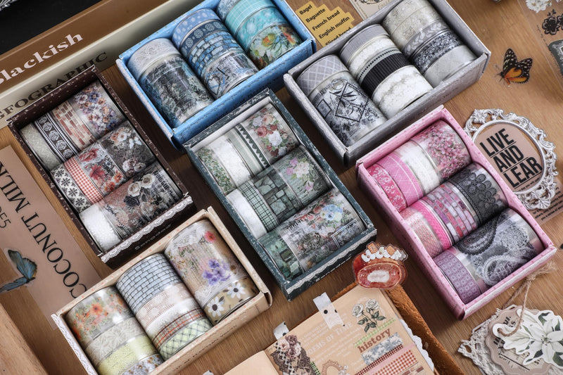 10 Rolls Lace Patterns PET Tapes Floral Arts Decorative Tape Set Adhesive Transparent Masking Tapes for DIY Craft, Kids, Scrapbook, DIY, Gift Wrapping, Journal (Style Two) Style Two