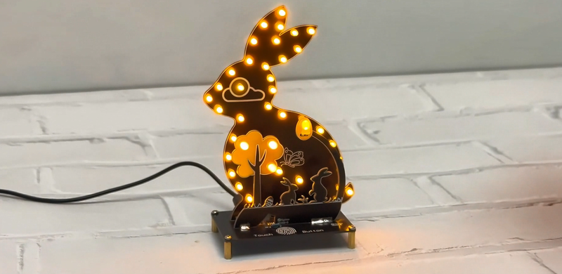 Soldering Kit, Easter Bunny LED Light Soldering Exercise Kit, DIY Creative Electronic Kits, Teaching and Learning Training, DIY Soldering Project LED Lamps Kit with Touch Control, for Mint Fans