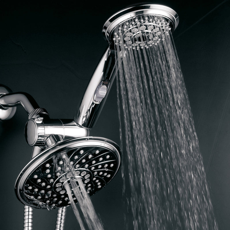 HotelSpa - Shower Heads with Handheld Spray - High Pressure Shower Head - 6 Inch Showerhead, 4 Inch Handheld Shower Head - 2-in-1, 30-Setting Shower Heads, 5-to-7 Foot Shower Hose, Showerspa (Chrome) 7 ft Hose Chrome