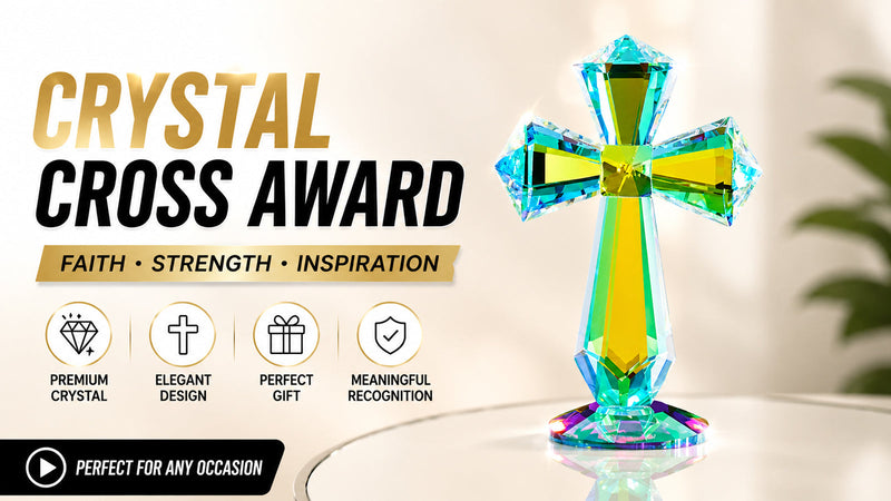 K9 Crystal Cross Keepsake, Rainbow Prism Christian Gift Multicolor