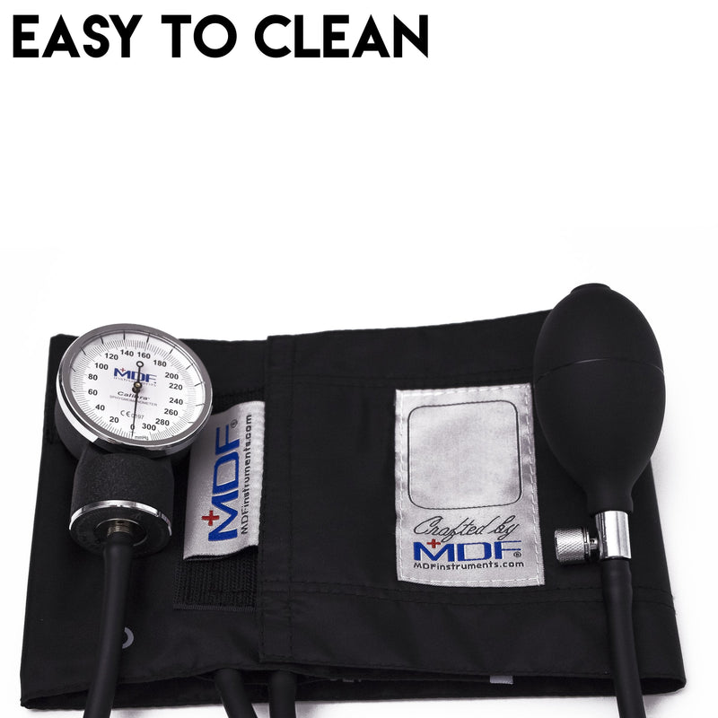 [Australia - AusPower] - MDF Instruments Calibra Aneroid Premium Professional Sphygmomanometer + Latex-Free Large, Adult and Pediatric Replacement Blood Pressure Monitor Cuff D-Ring - Double Tube 