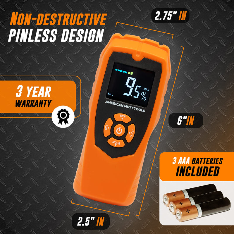 [Australia - AusPower] - AMERICAN MUTT TOOLS Pinless Moisture Meter for Drywall | Non-Destructive Wood Moisture Meter for Walls, Wood and Masonry | Moisture Detector for Drywall, Moisture Meter Drywall, Moisture Reader 