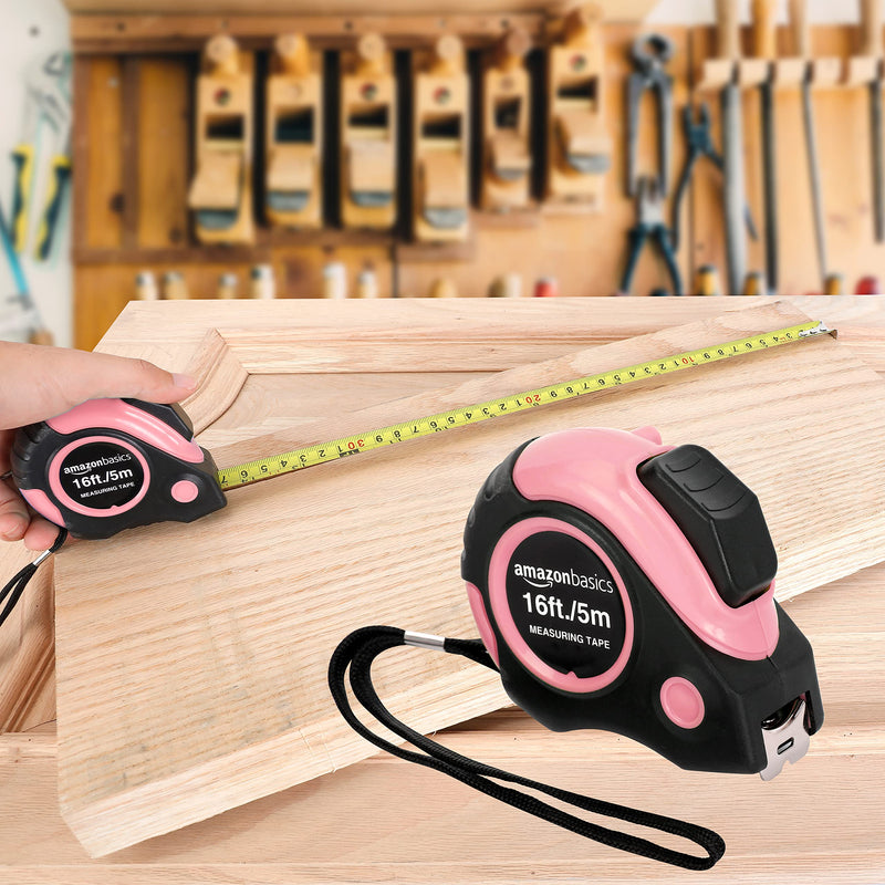 Amazon Basics 16ft Pink Tape Measure 5 m
