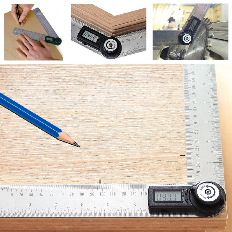 [Australia - AusPower] - Stainless Steel Digital Angle Ruler Gauge Finder Meter Protractor Measure Metric and Imperial Scale for Automobile constructions Boating Woodworking (Stainless Steel Ruler) 