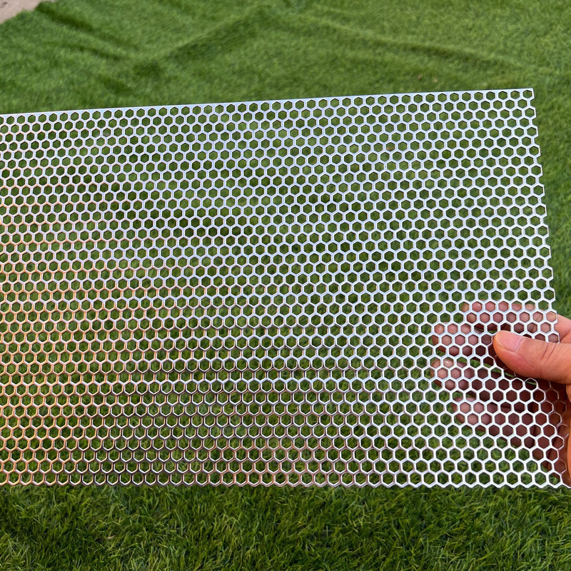 Perforated Metal Sheets 16"x10" 19 Gauge Expanded Metal Mesh Opening Hexagonal Hole 1/4" (About 6mm) Perforated Stainless Steel Sheet 304 Stainless Steel Mesh Screen Panel Decorati Plate 16"x10" Hexagonal Hole 6mm