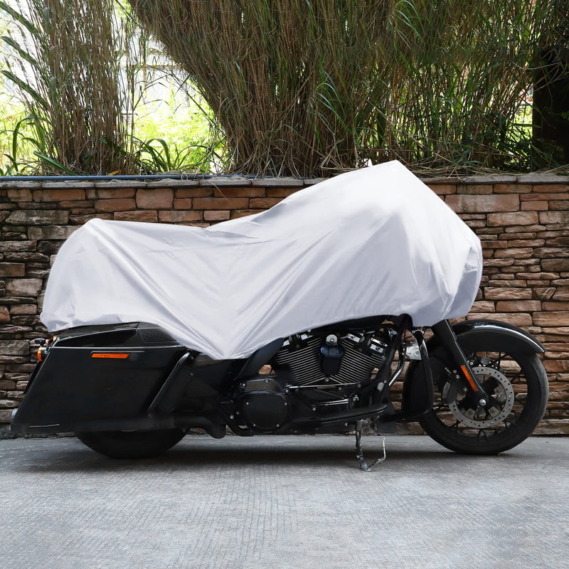 X AUTOHAUX Motorcycle Cover Lightweight Half Cover Outdoor Waterproof Rain Dust Protector Silver Tone XL Size for Most Full Dress Touring Cruiser