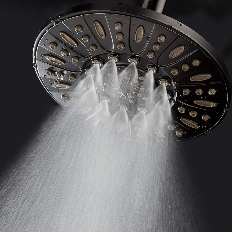 AquaDance OIL RUBBED BRONZE High Pressure 6-Setting 7" Rain Shower Head – Angle Adjustable, Anti-Clog Showerhead Jets, Tool-Free Installation - USA Standard Certified - U.S. Brand 2.5 Gallons Per Minute
