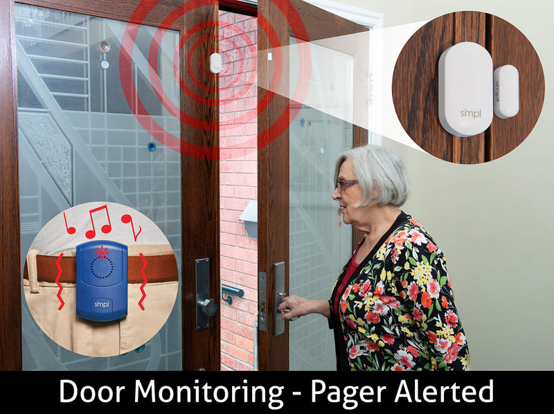 [Australia - AusPower] - SMPL Alerts Wireless & Wearable Alerts Pager, Elderly Assistance, Caregiver Paging System, Security/Motion Sensors, Senior & Kids Safety, Live Technical Support Pager + Door Sensor 
