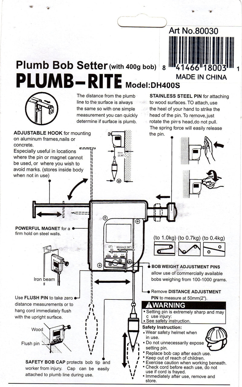 Swordfish 80030 - Plumb-Rite Plumb Bob Setter with 400g (14oz) Bob