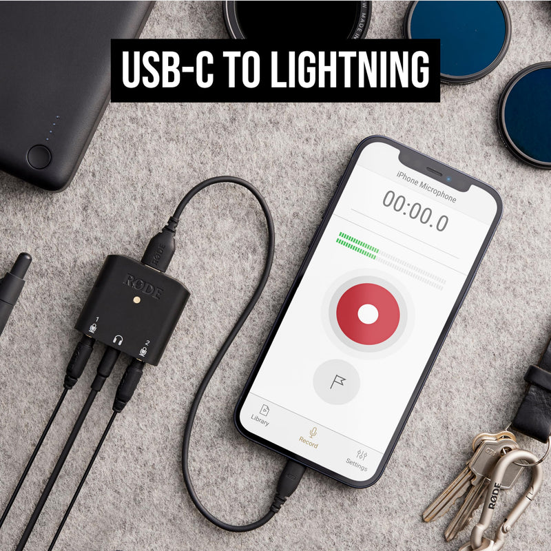 RØDE SC21 — 30cm Short USB-C to Lightning Cable for Connecting RØDE Audio Devices to Lightning iPhones (NOT a Charging Cable) Black