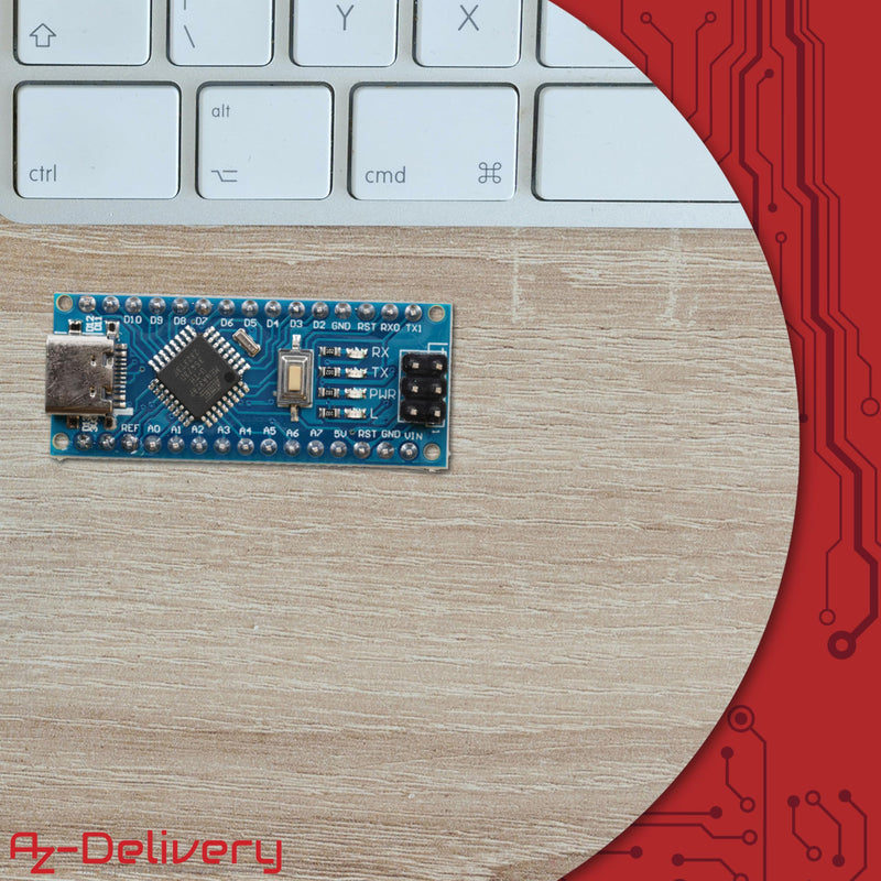 [Australia - AusPower] - AZDelivery 3 x AZ-Nano V3 Board Set with USB-C Connector | Atmega CH340 Chip Atmega328 CH340 | Compatible with Arduino, Arduino Pro Micro and Arduino Nano V3 | Includes E-Book 3x 