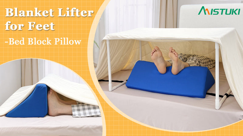 Blanket Lifter for Feet-Sheet Lifters for Foot of Bed Blanket Elevation Wedge Foot Cradle Tent Sleep Support Raiser Supplies Foam Block Toes Pain Leg Knee Ankle Post Surgery Recovery Bule