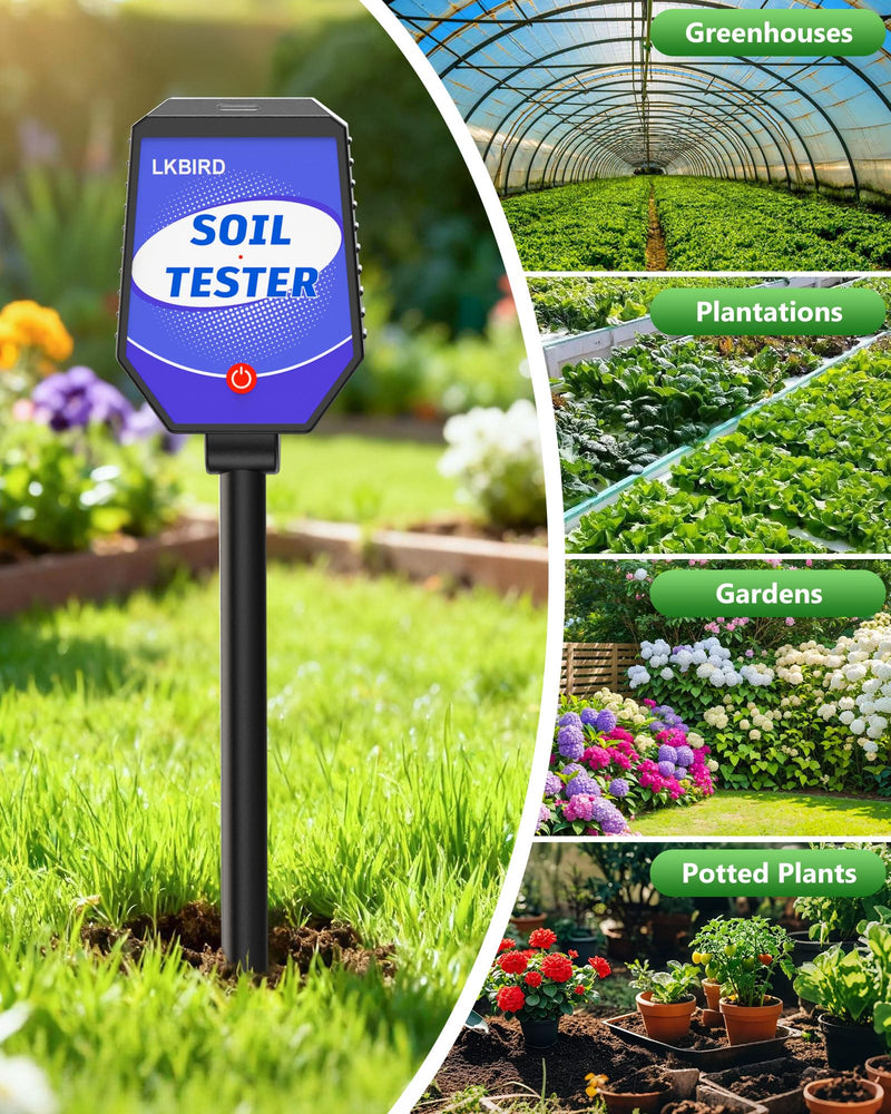 [Australia - AusPower] - 8-in-1 Soil Moisture Tester with APP Monitoring, Soil Moisture pH Meter, Light, Salinity, Fertility, EC, Temperature, Humidity Soil Test Kit for Garden, Farming, Lawns, Indoor & Outdoor Plants. 