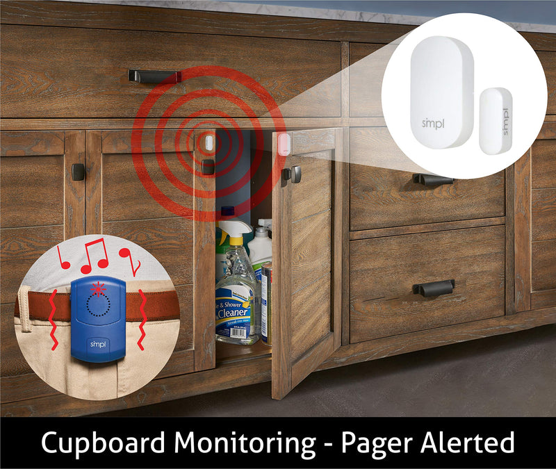 [Australia - AusPower] - SMPL Alerts Wireless & Wearable Alerts Pager, Elderly Assistance, Caregiver Paging System, Security/Motion Sensors, Senior & Kids Safety, Live Technical Support Pager + Door Sensor 