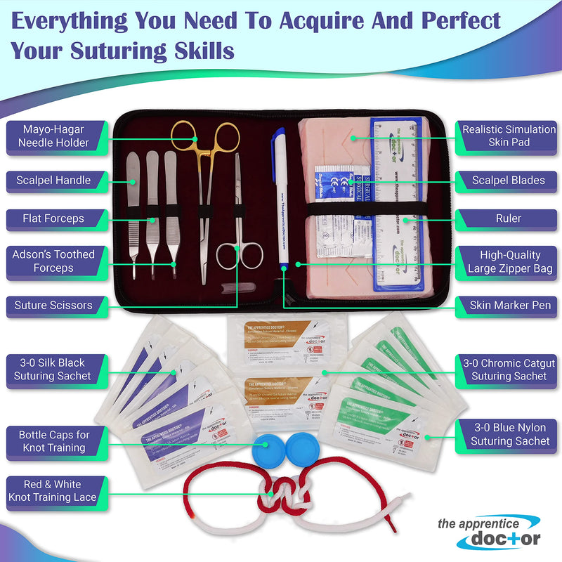 [Australia - AusPower] - Suture Practice Kit for Medical Students + Access to The Apprentice Academy's in-Depth Online Suturing Course. Course & Practice Kit Designed by an Experienced Surgeon Right-handed (v2) 