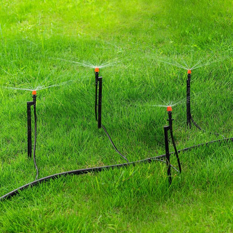 [Australia - AusPower] - Drip Irrigation Spray Emitters with Stakes: 10 Sets Mixed 360/180/90 Degrees Drip Irrigation Sprayers for 1/4 inch Tubing Garden Irrigation System 10 Set Mixed Drip Sprinklers 