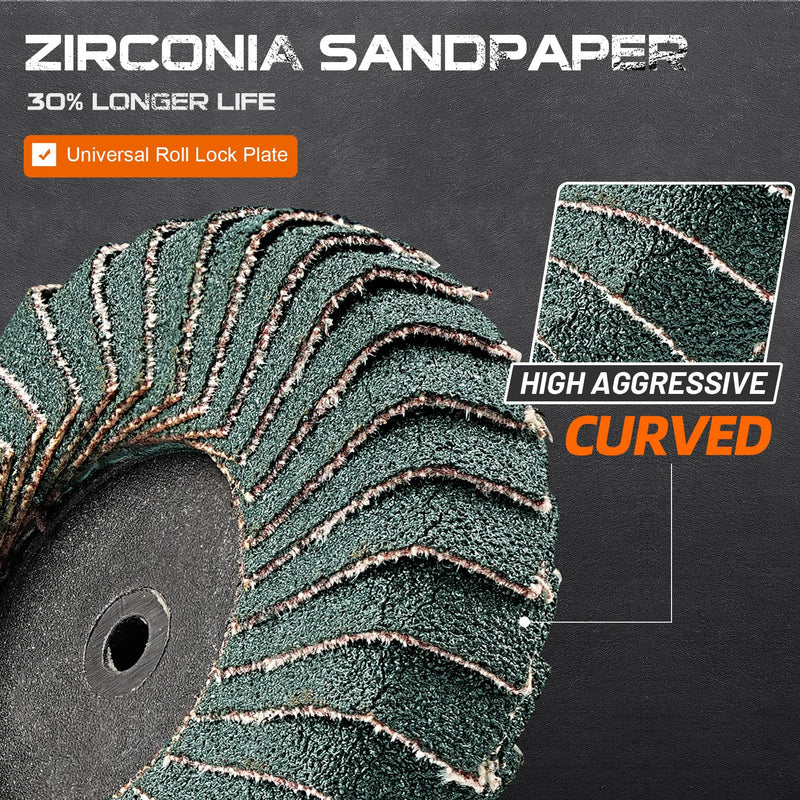 [Australia - AusPower] - 12PCS Curved Flap Disc 2 Inch Roll Lock Quick Change Sanding Discs 1pcs 1/4" Holder Surface Grinding Disc for Die Grinder 40/60/80/120 Grit Metal Surface Grind Burr Finish Weld Rust Removal Mixed Pack 