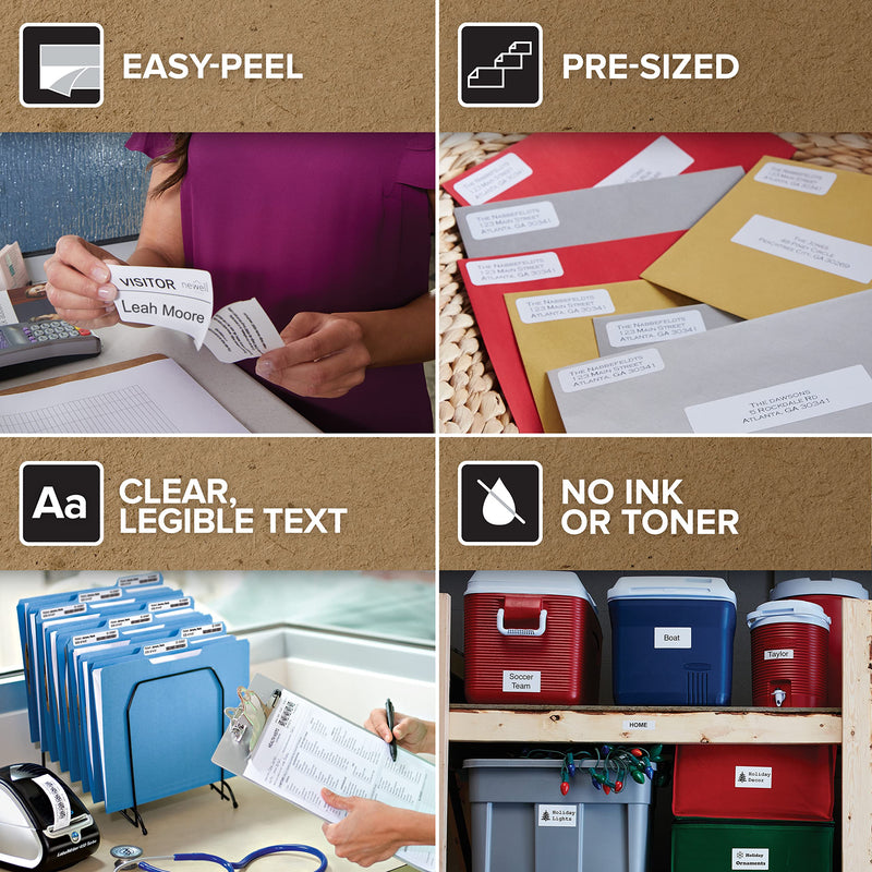 DYMO LW Durable Labels for LabelWriter Label Printers, White Poly, 1” x 2-1/8”, 1 Roll of 160 1" x 2-1/8"