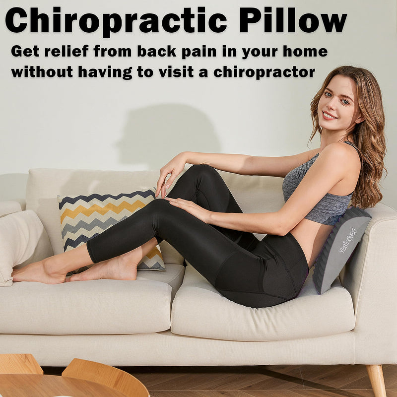 [Australia - AusPower] - YESINDEED Back Stretcher Pillow – Refresh Back Stretcher for Lower Back Pain Relief, Lumbar Support, Spinal Stenosis, Posture Corrector, Neck & Back Stretcher, Sciatica, Herniated Disc Relief, Black 