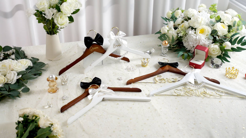 Beeveer Bride Hanger for Wedding Dress Bride and Groom Wooden Fresh