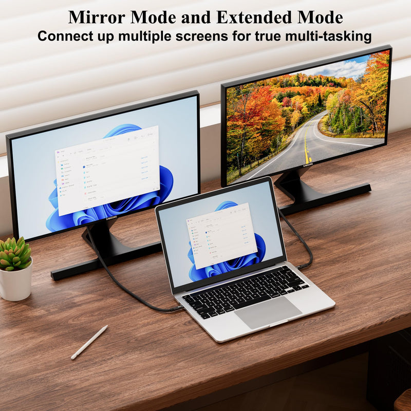 8K USB C to HDMI 2.1 Cable 20FT, (8K@60Hz,4K@120Hz, HDR), Braided Cord, Thunderbolt 3/4 Compatible, for iPhone 15 Series, MacBook Pro/Air, iPad Pro, Galaxy S23, Surface, Dell, HP, with 2 HDMI Adapters