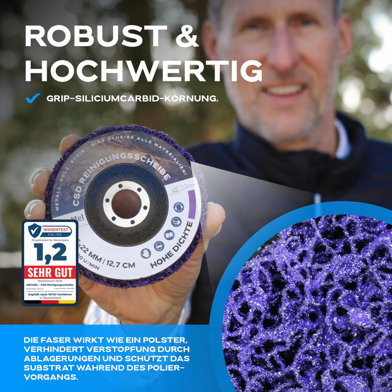 [Australia - AusPower] - MeyMel Pack of 5 Premium CSD Discs 125 mm 3 x Coarse & 2 x Medium | High Performance & Shatterproof Cleaning Disc | For Angle Grinder 125 mm | Rust Remover for Flex | Wood Metal Stone Concrete 60 Coarse (high density), medium (medium density) 