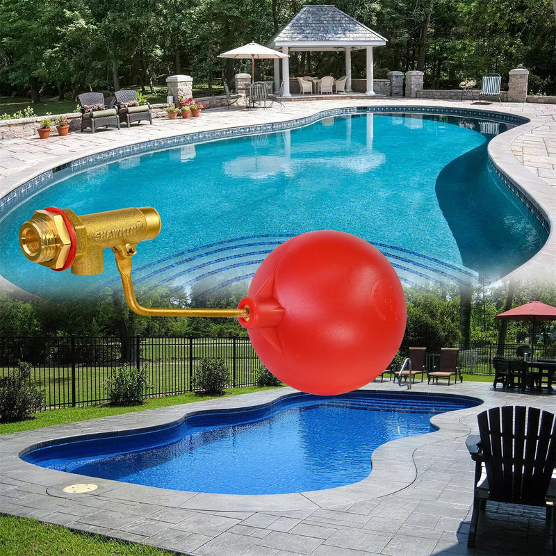 3/8" Water Float Valve for Pool & Pond – Heavy-Duty Brass Auto-Fill Valve, Compact Design with 3" Large Float for Reliable Shut-Off, 125 PSI Water Level Controller
