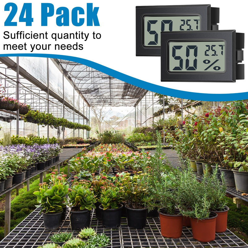 Kanayu 24 Pack Mini Digital Hygrometer Thermometers Indoor Humidity Monitor Temperature Humidity Gauge Meter with Fahrenheit for Greenhouse Garden Cellar Closet