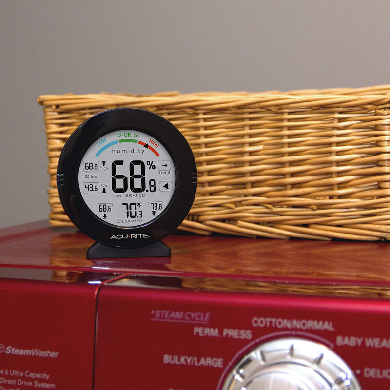 AcuRite 01080M Pro Accuracy Temperature and Humidity Gauge with Alarms, Black Humidity Meter