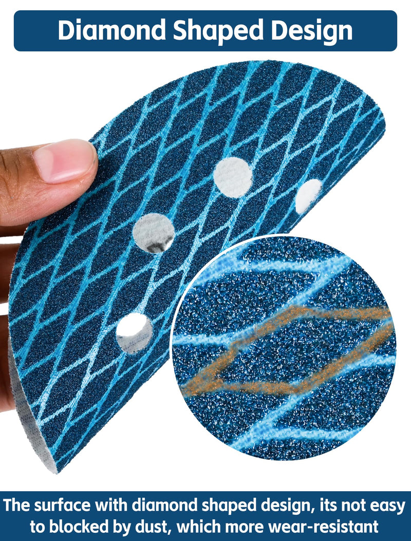 [Australia - AusPower] - Diamond Shape 125 mm Sandpaper 80 Grit, Pack of 32 5 Inch Eccentric Sanding Discs 125 mm Velcro Sanding Pads for Sander, Polishing Machine, Random Orbital Sander (Blue) 8 holes, 80 grit 