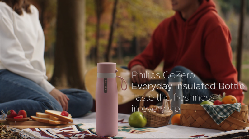 PHILIPS Filtered Water Bottle Stainless Steel Travel Keeps Cold 32oz Green Green-Stainless 32 Ounces