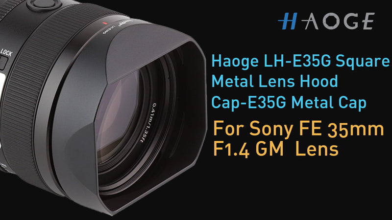 Haoge Lens Hood Metal Square Bayonet for Sony FE 35mm F1.4 GM, FE 50mm F1.4 GM,with Metal Front Cap, Replaces Sony FE35mm F1.4 GM Hood ALC-SH164