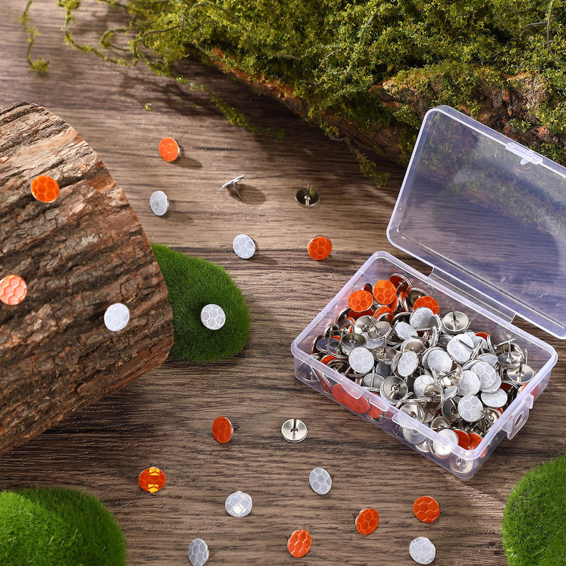 [Australia - AusPower] - Reflective Tacks Trail Marking Tacks Glow Reflective Mark Trail Markers Thumb Nails for Hunting Hiking Camping Tree Stand(Sliver Orange,200) 200 Sliver Orange 