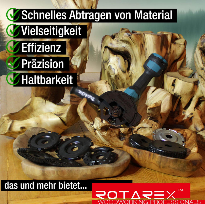 ROTAREX Professional Carving Disc for Wood (Hard and Soft) - Wood Carving Disc Made of Swedish High Carbon Steel - Diameter 125 mm x 22.2 mm