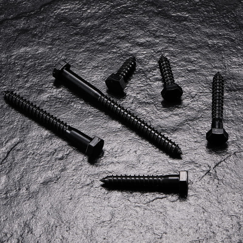 [Australia - AusPower] - 1/4" x 4" Hex Head Lag Screws Bolts 20Pcs 304 Stainless Steel 18-8, Partial Thread, Hexagon Head Wood Screws by Black Oxide by SG TZH 20 1/4" x 4" 