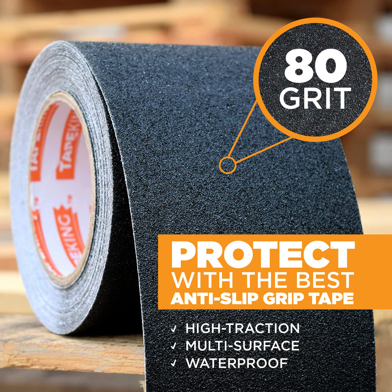 Tape King Anti-Slip Tape, 4"x30' Roll - Indoor/Outdoor Safety Traction for Stairs, Steps, Ramps, Treads 4" x 30 Feet