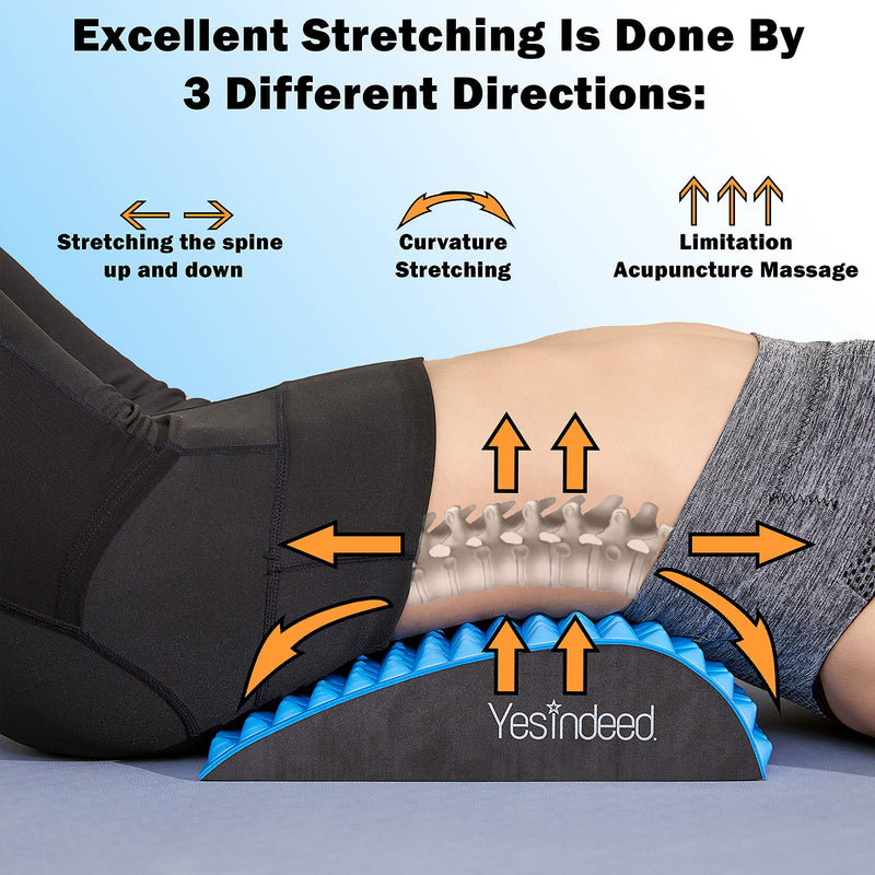 [Australia - AusPower] - YESINDEED Back Stretcher Pillow – Refresh Back Stretcher for Lower Back Pain Relief, Lumbar Support, Spinal Stenosis, Posture Corrector, Neck & Back Stretcher, Sciatica, Herniated Disc Relief, Blue 