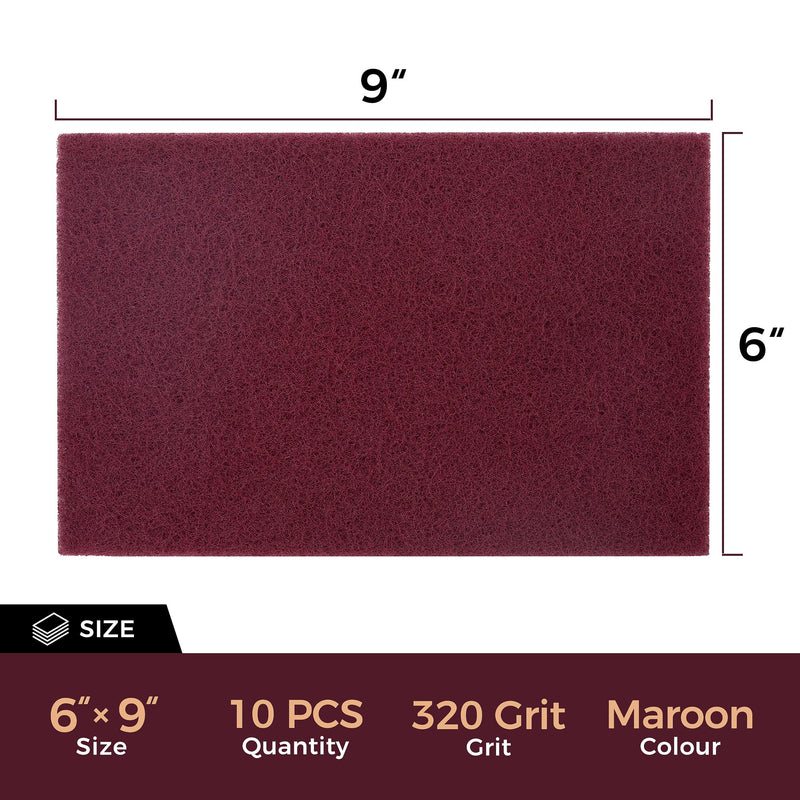 [Australia - AusPower] - S SATC 6" x 9" Maroon General Purpose Scuff Pads,10 Pack Automotive Scotch Brite Pads for Scuffing,Scouring,Sanding,Paint Primer Prep Adhesion Scratch for Automotive Restoration,Handicrafts… 