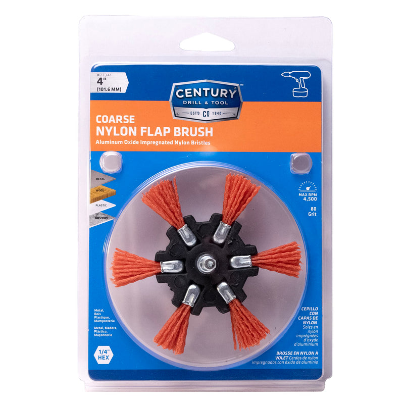 [Australia - AusPower] - Century Drill and Tool 77341 Coarse Nylon Flap Brush, 4-Inch (80 Grit) 4" Coarse 