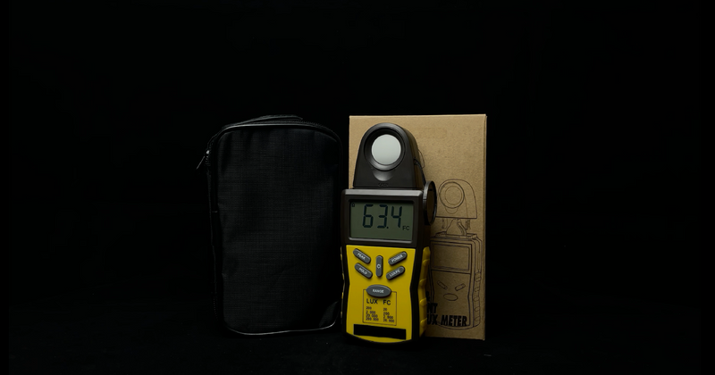 BTMETER BT-881C digital illuminance light meter in yellow with Lumen/FC photometer display
