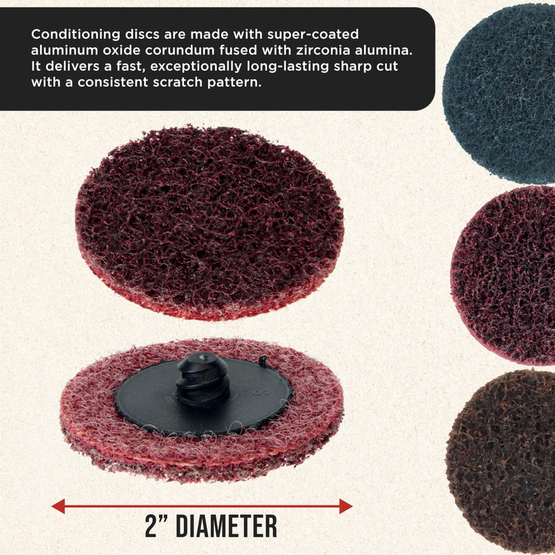 [Australia - AusPower] - Dura-Gold 46-Piece 2" Diameter Surface Conditioning Sanding Discs Variety Pack - 15 Each Coarse, Medium, Fine Grit Quick Change Roll Lock, 1/4" Backing Pad - Removes Rust Oxidation and Paint Removal 