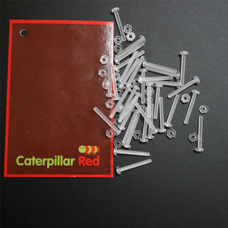 [Australia - AusPower] - Pack of 50 Transparent Clear Plastic, Pan Head, M2 x 16mm Nuts & Bolts -Acrylic Plastic Screws, (5/64 x 5/8 in) 