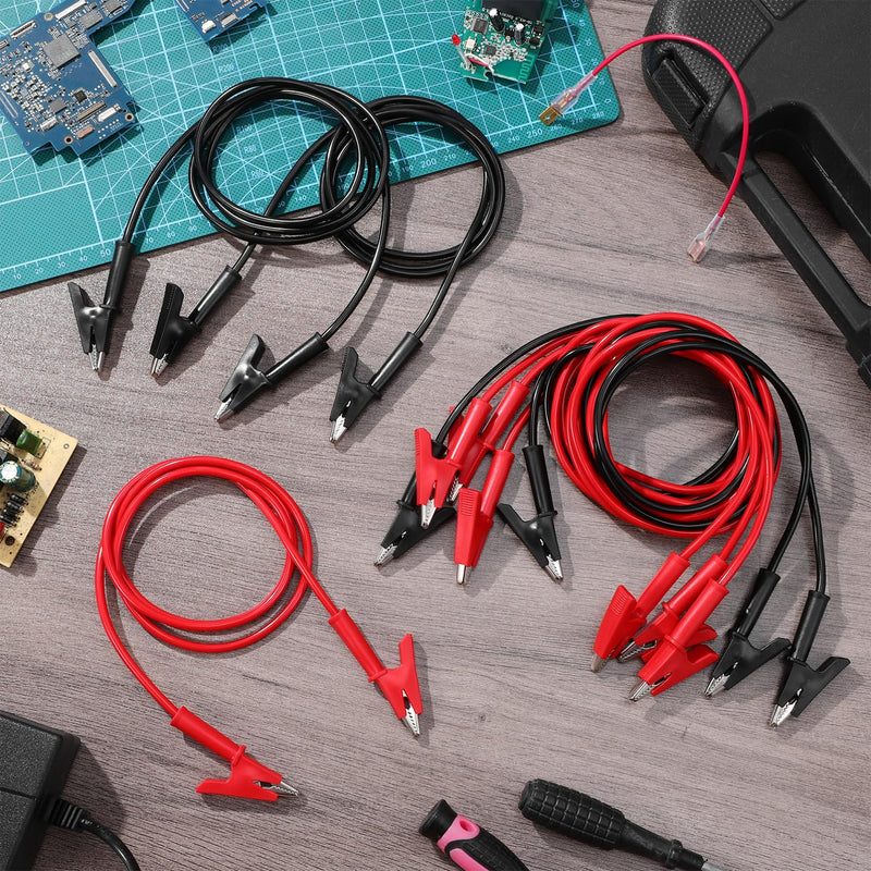 [Australia - AusPower] - OUNONA 8Pcs Alligator Clips Test Leads Dual Ended Wire Cable Jumper Wires with Alligator Clips Alligator Clips with Wires for Multimeter Testing Electrical Testing 42ft/1m 